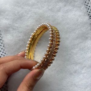 Pearl & golden gold plated bangles